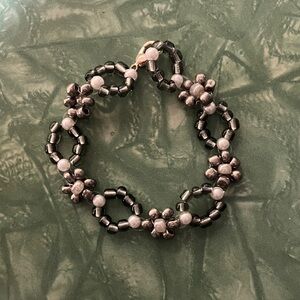 Elegant Black and Silver Beaded Bracelet handmade